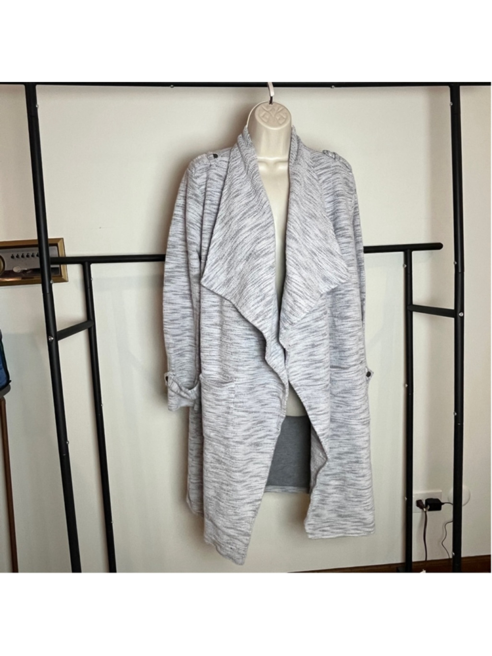 Steve Madden Y2K Cardigan Trench Gray Grunge Boxy Flowy Long Medium Whimsigoth